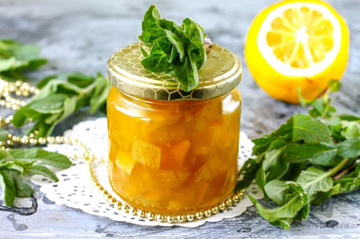 Варенье из кабачка с лимоном, яблоками и мятой