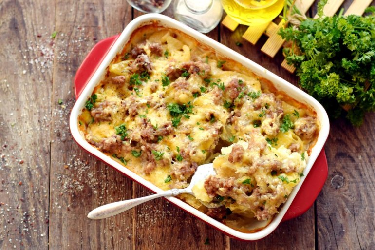 Запеканка с фаршем и картофелем в духовке