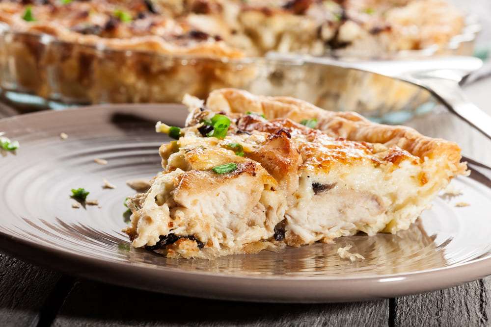 Заливной пирог с курицей и шампиньонами