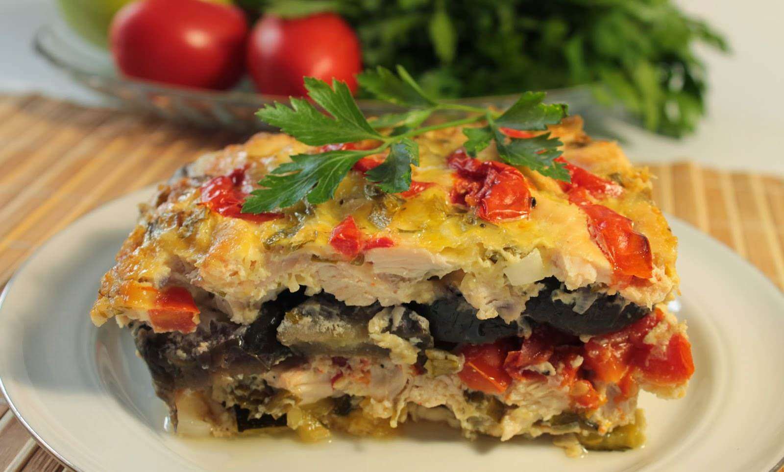 Запеканка с грибами и курицей