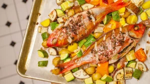 Рыба с овощами в духовке
